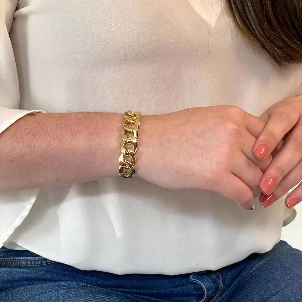BRACELETE DE CORRENTE MINIMALISTA - BANHO EM 18K - Imagem 3