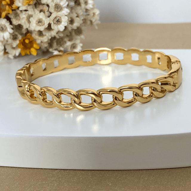 BRACELETE DE CORRENTE MINIMALISTA - BANHO EM 18K - Imagem 2