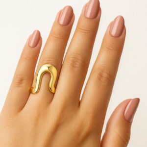 ANEL ORGÂNICO AJUSTÁVEL BANHADO A OURO 18K