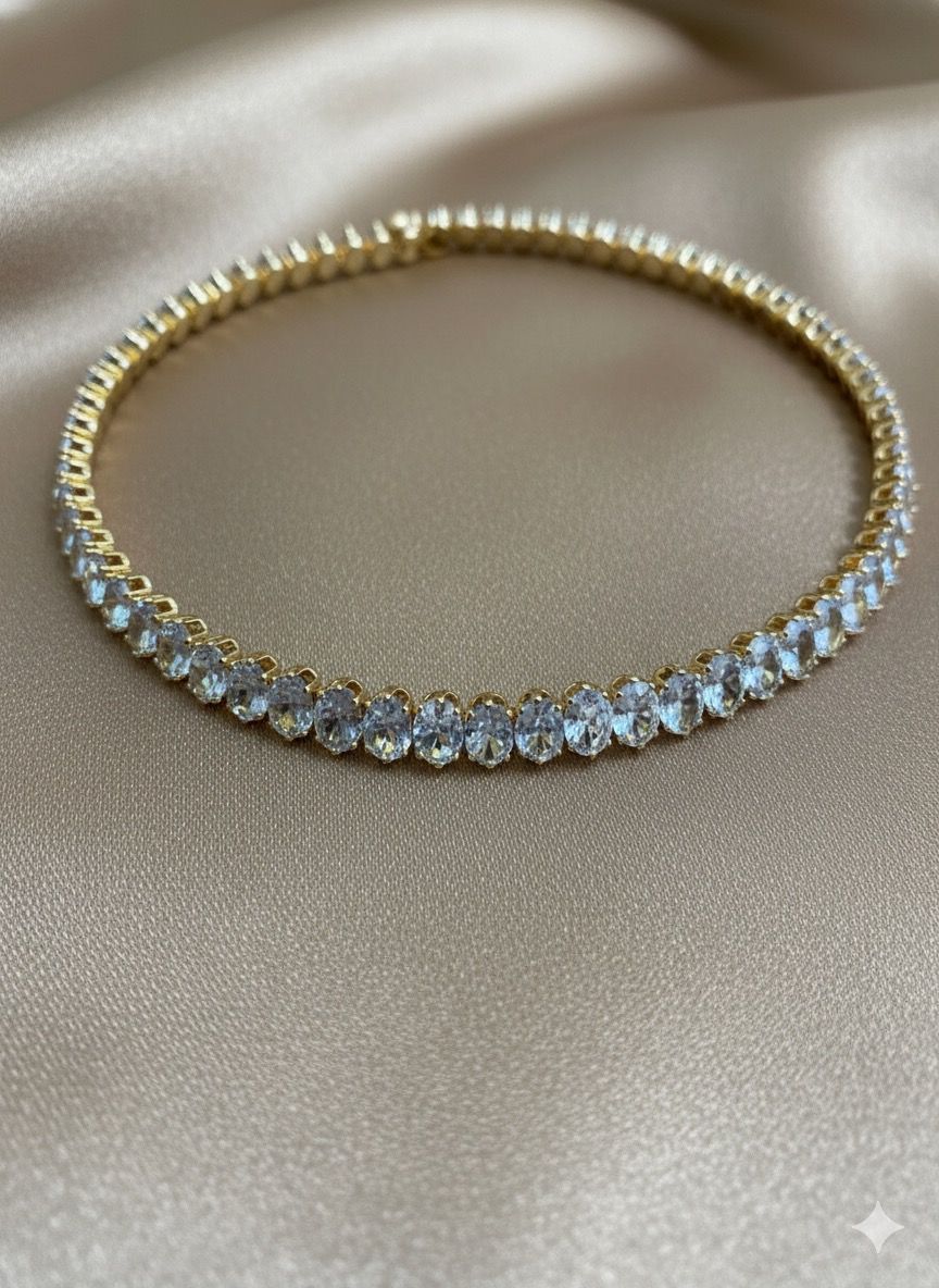 CHOKER DE RIVIEIRA DOURADA COM PEDRAS OVAIS