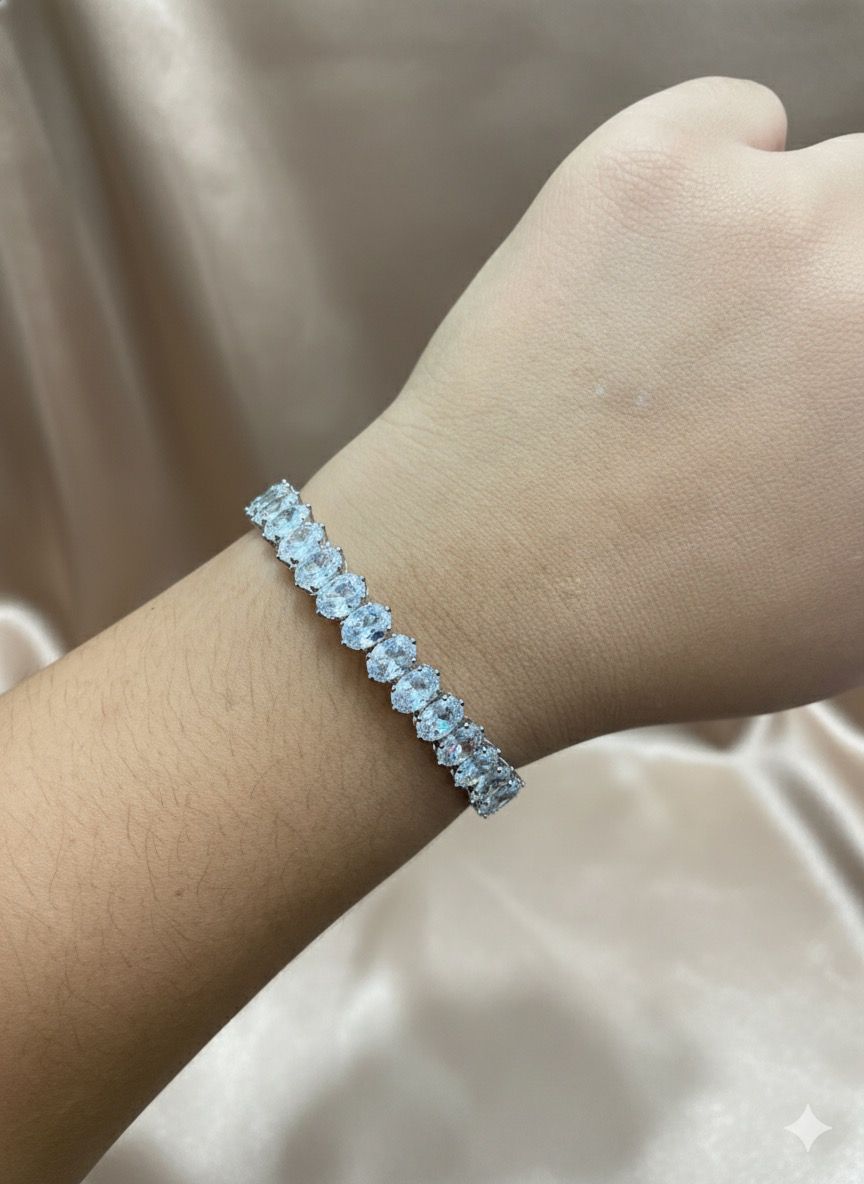 BRACELETE RIVIEIRA PRATA COM PEDRAS OVAIS
