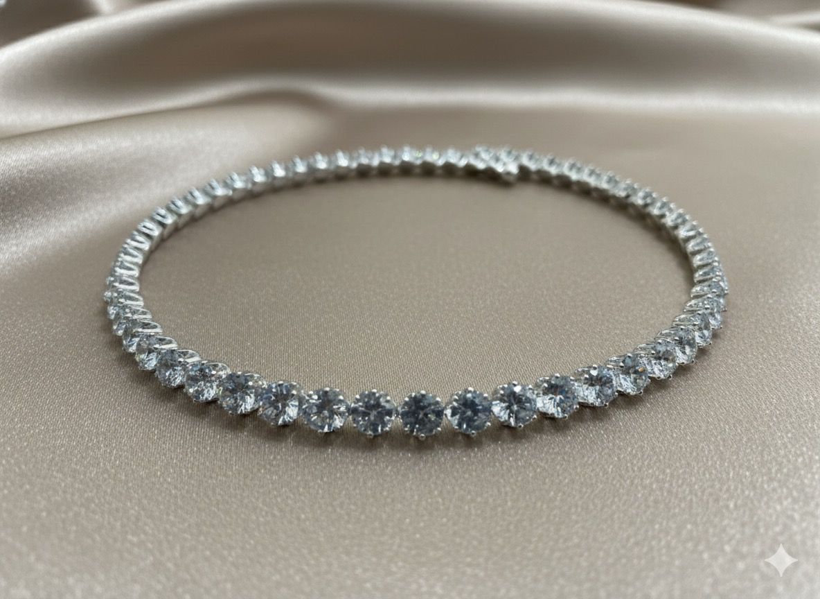 CHOKER DE RIVIEIRA PRATA COM PEDRAS REDONDAS - Imagem 2