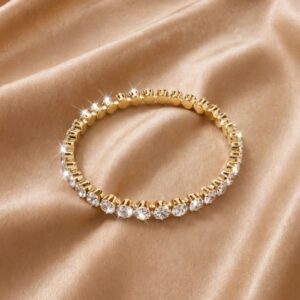 BRACELETE DE RIVIEIRA DOURADO PEDRA REDONDA