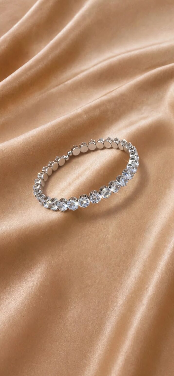 BRACELETE RIVIEIRA PRATA COM PEDRAS REDONDAS