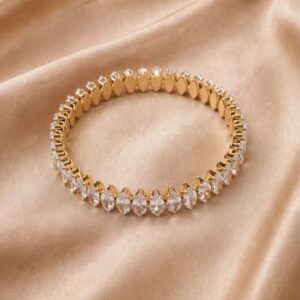 BRACELETE DE RIVIEIRA DOURADA PEDRA OVAL