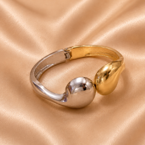 BRACELETE GOTA MÁXI / PRATA E DOURADO - VERNIZ ITALIANO