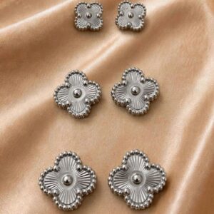 TRIO DE BRINCOS FLOR PRATA