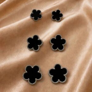 TRIO DE BRINCOS FLOR BLACK