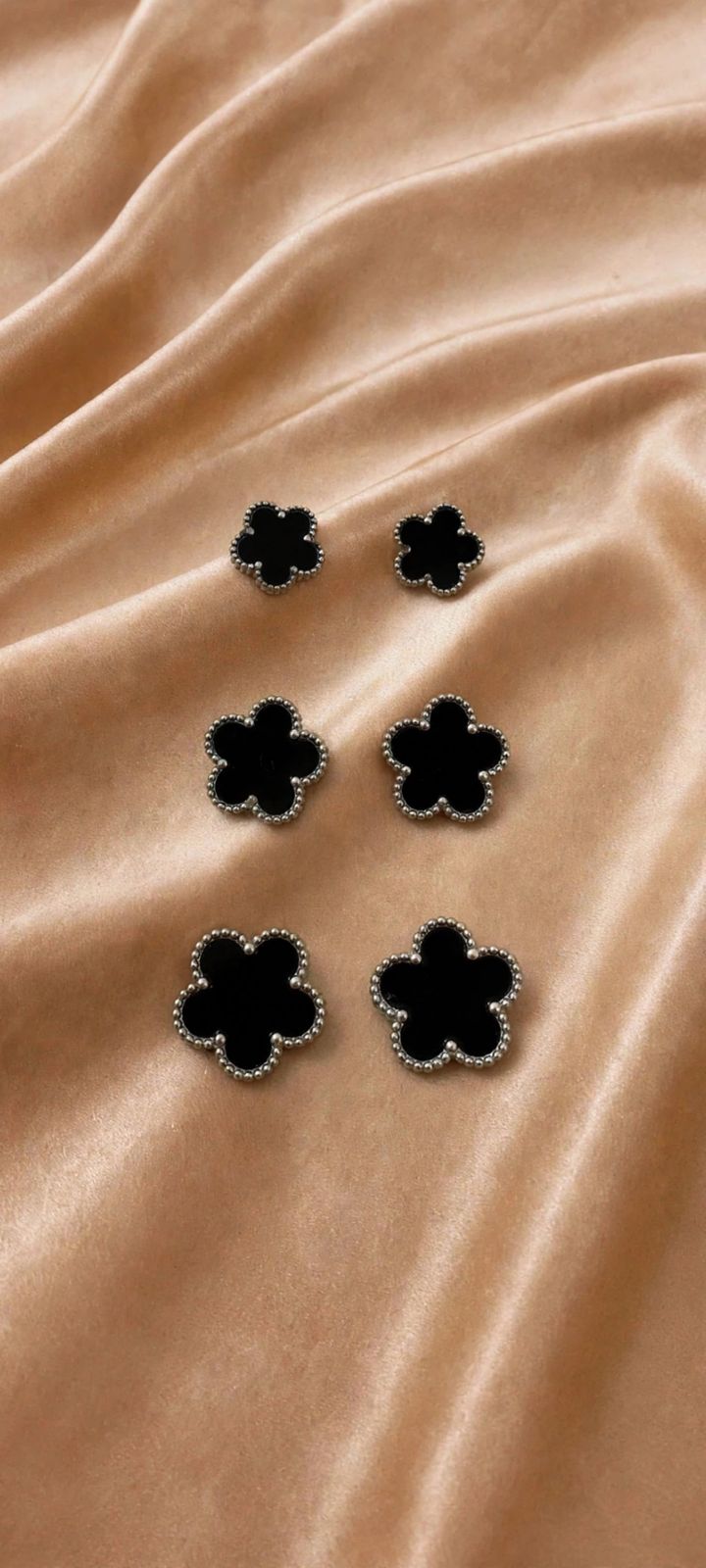 TRIO DE BRINCOS FLOR BLACK
