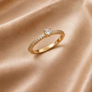 ANEL SOLITARIO MINIMALISTA DOURADO