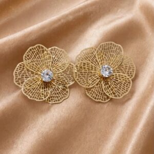 BRINCO FLOR PONTO DE LUZ DOURADO
