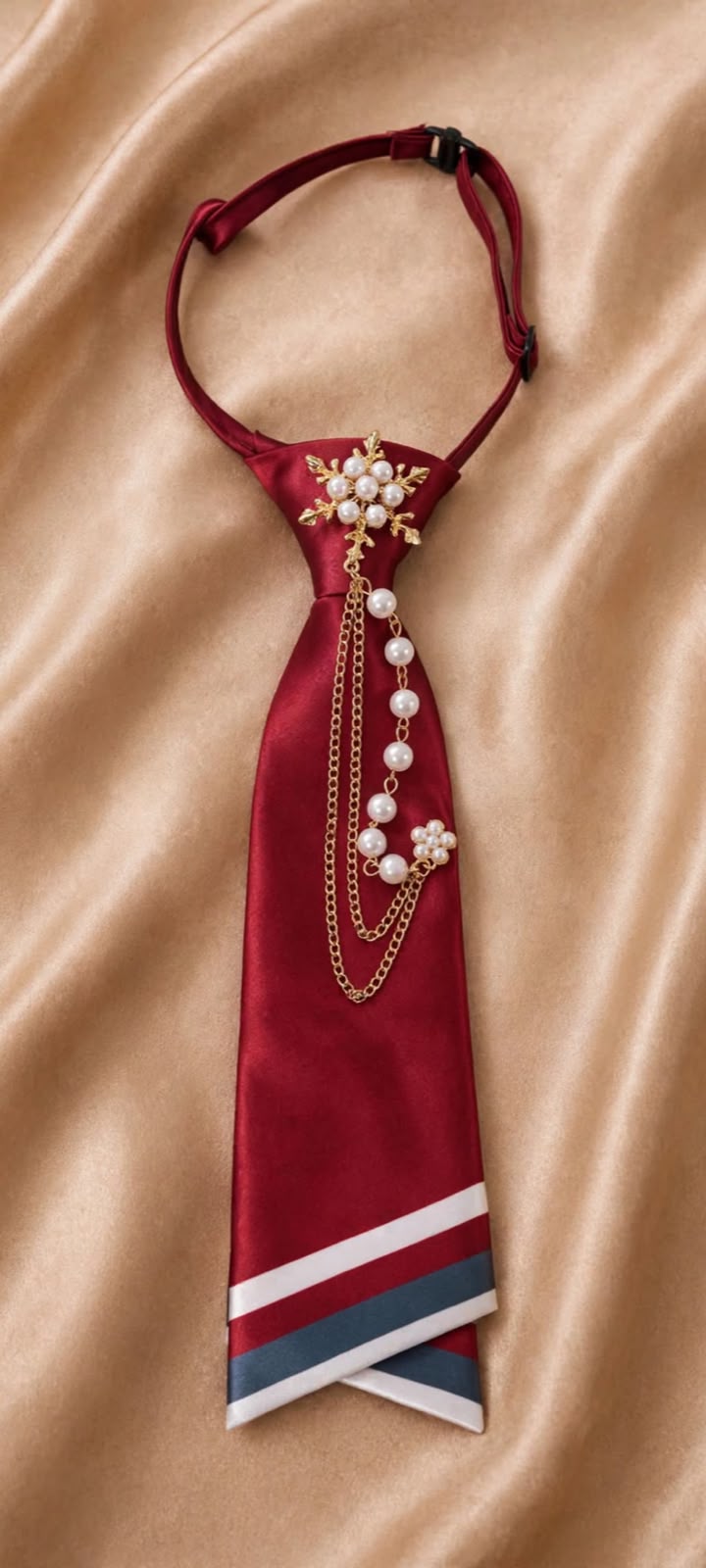 GRAVATA VERMELHO PÉROLAS
