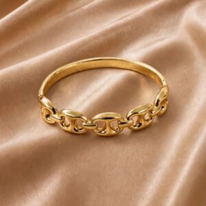 BRACELETE BOTÃO ELOS DOURADO