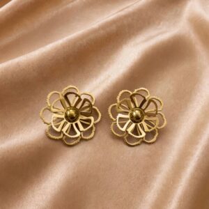 BRINCO FLOR DUPLA DOURADA