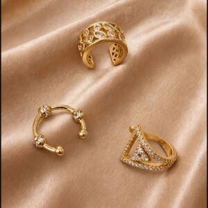 KIT 3 PIERCING FAKE BANHADO A OURO 18K