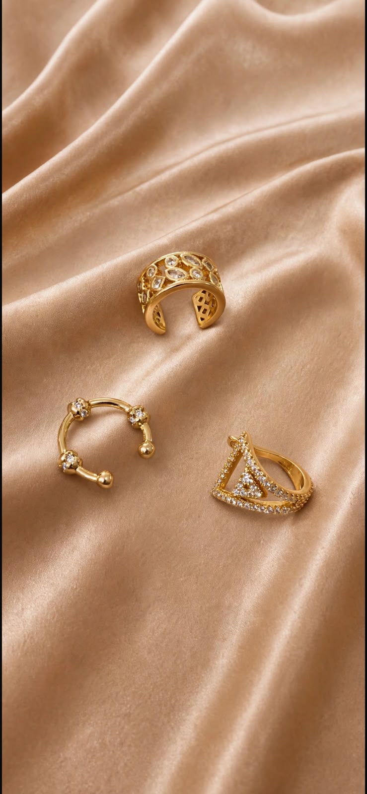 KIT 3 PIERCING FAKE BANHADO A OURO 18K